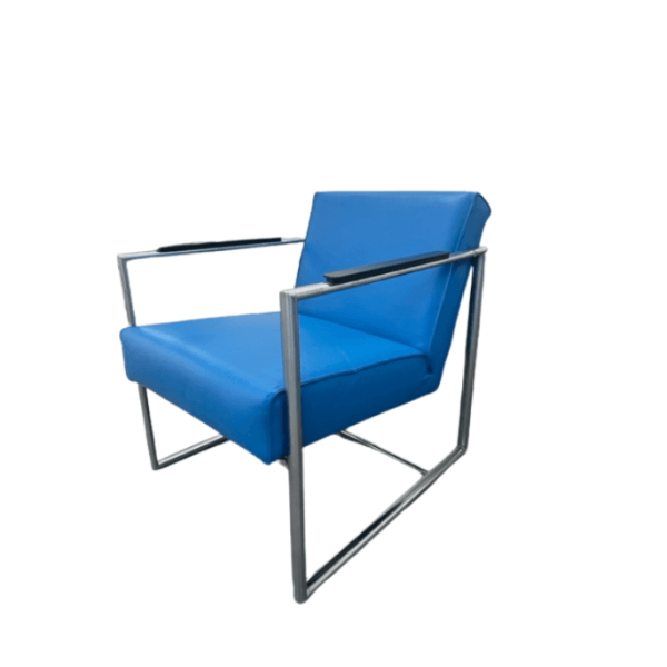 Fauteuil Lederen - Blauw - Chrome
