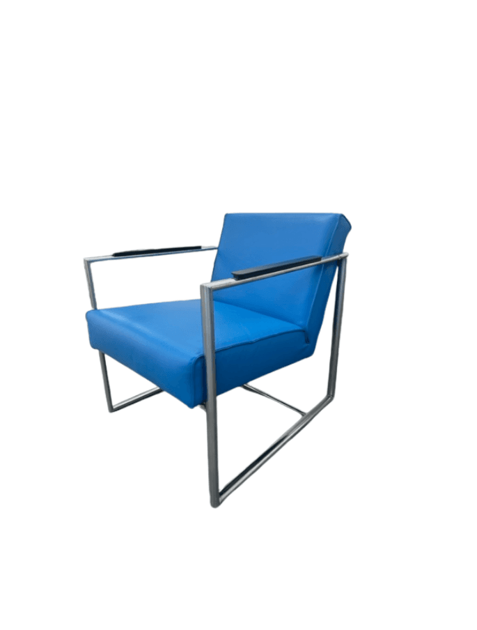 Fauteuil Lederen - Blauw - Chrome