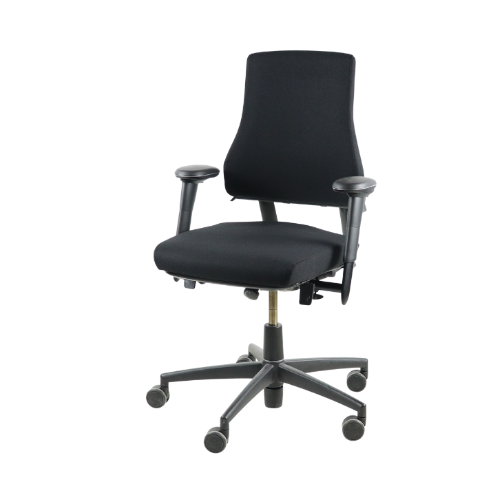 Zwarte BMA Axia bureaustoel met ergonomische rugleuning en verstelbare zithouding