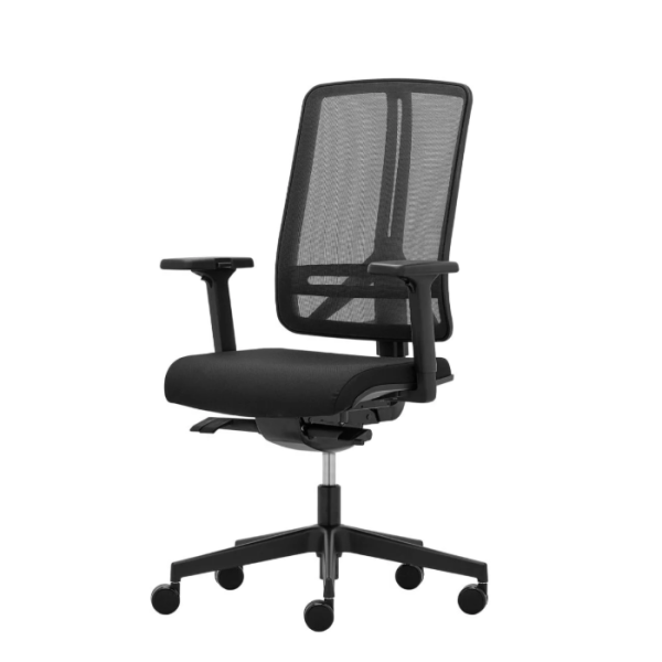 Zwarte Rim FLEXi bureaustoel met flexibele rugleuning en ergonomische zithouding
