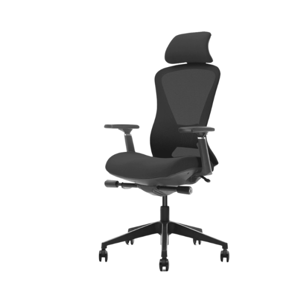 Zwarte Schaffenburg 600 bureaustoel met verstelbare hoofdsteun en ergonomische rugleuning