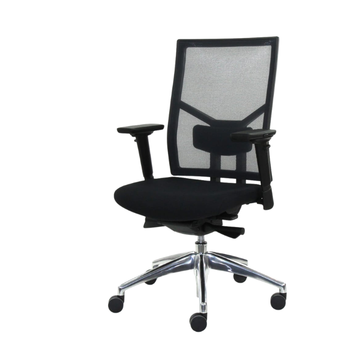 Zwarte Vita Sit 787 Edition bureaustoel met ergonomische rugleuning en aluminium voetkruis