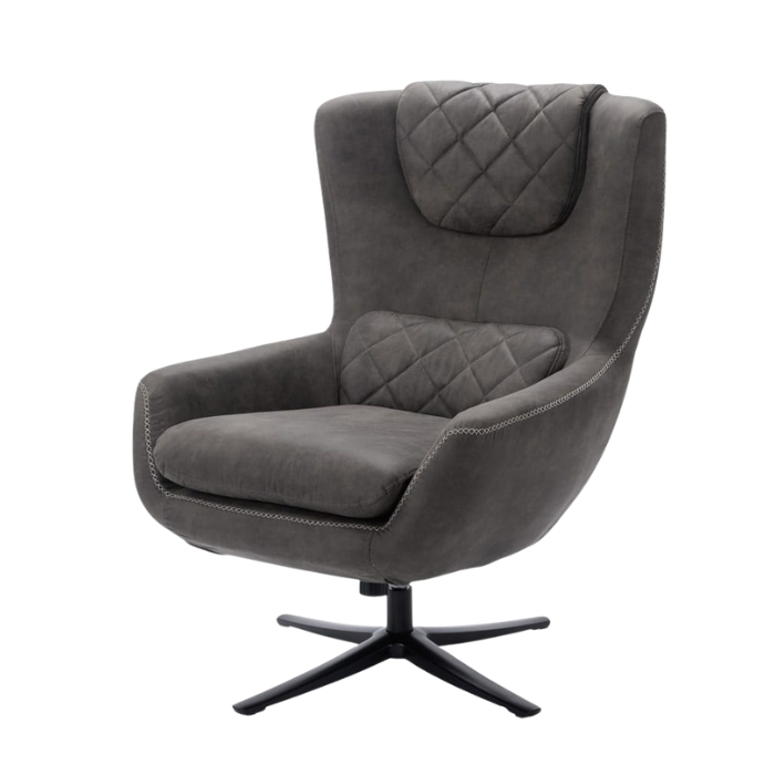 Grijze Haluta Relax fauteuil met draaibare Finn‑voet en comfortabele loungezitting