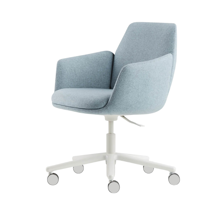 Babyblauwe Haworth Poppy Guest stoel met comfortabele zitting en elegant vierpoots onderstel