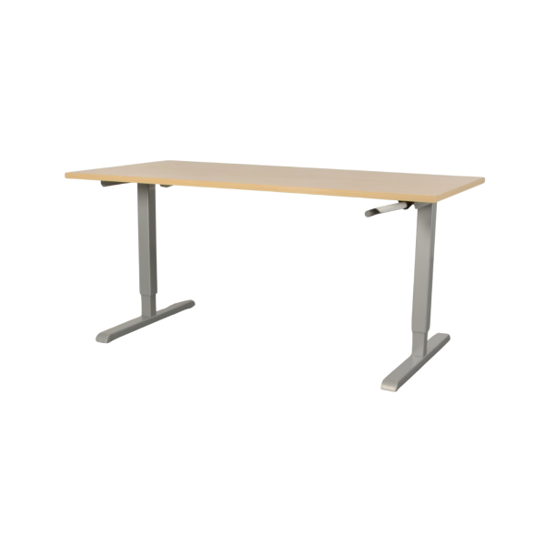 Zit sta bureau Actiforce - Grijs frame met eiken blad, handmatig verstelbaar met slinger