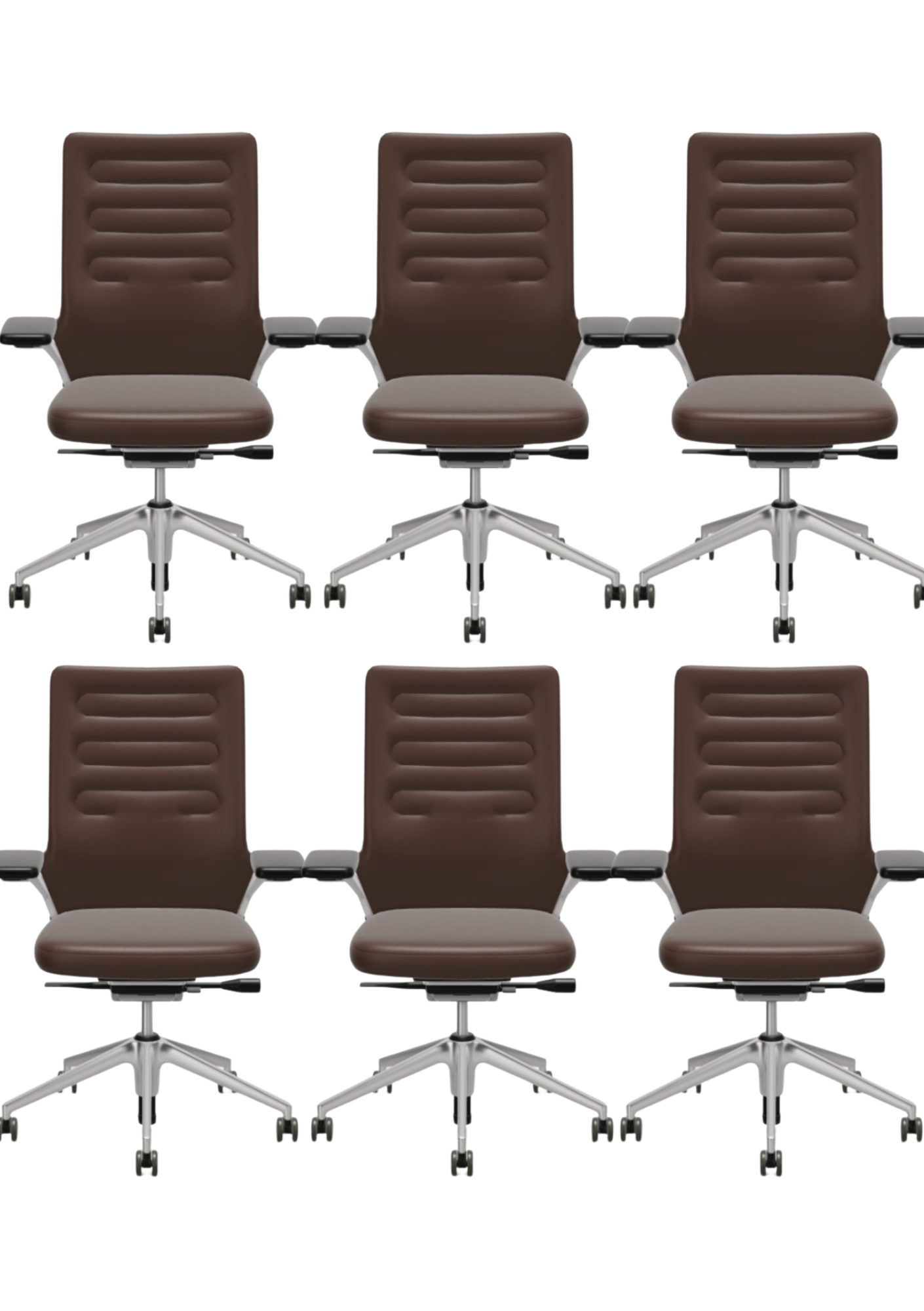 Directiestoel Set van 6 - Bruin - Vitra AC 5 Work met chrome