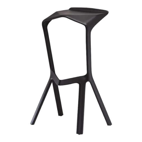 Zwarte Miura barkruk en vergaderkruk met kunststof zitting en modern stapelbaar design