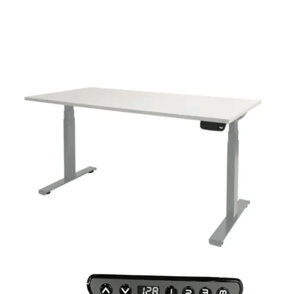 Zit sta bureau Elektrisch verstelbare zit - Grijs - sta DELUXE PLUS 140 x 80 cm