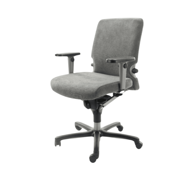 Grijze Haworth Comforto 77 bureaustoel met ergonomische rugleuning en comfortabele zitting