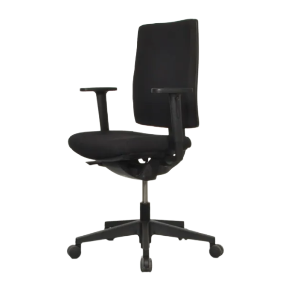 Zwarte Viasit Linea bureaustoel met ergonomische rugleuning en gestoffeerde zitting